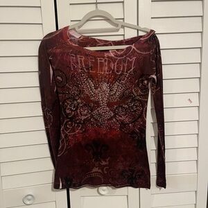 Guess Purple Bedazzled Long Sleeve